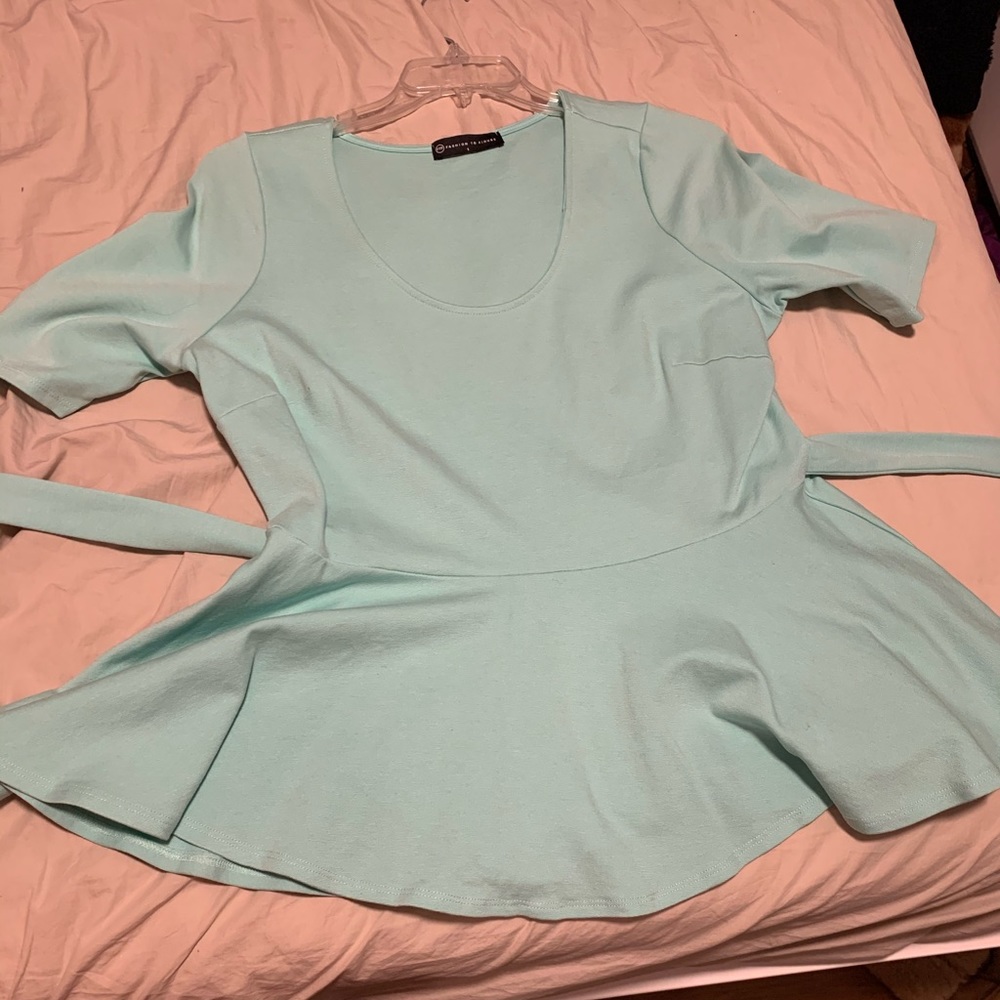 Peplum teal blue blouse